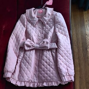 NWT Sugar Thrillz Pink Bow Puffer Jacket L